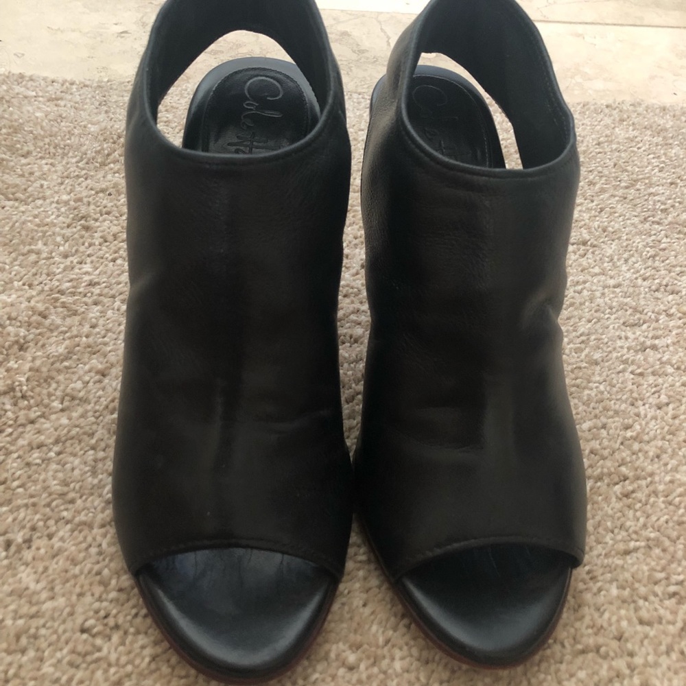 Cole Haan Leather Slingback Peep Toe Heels